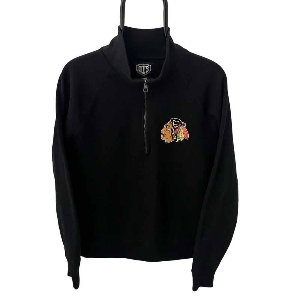 Chicago Blackhawks OTS NHL Men's Fleece 1/2-Zip Pullover Sweatshirt - Black - LG